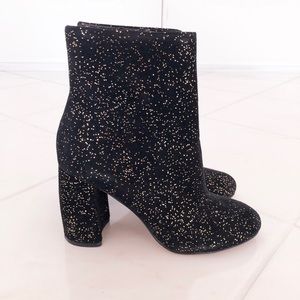 Black and Gold Speckled Heeled Booties